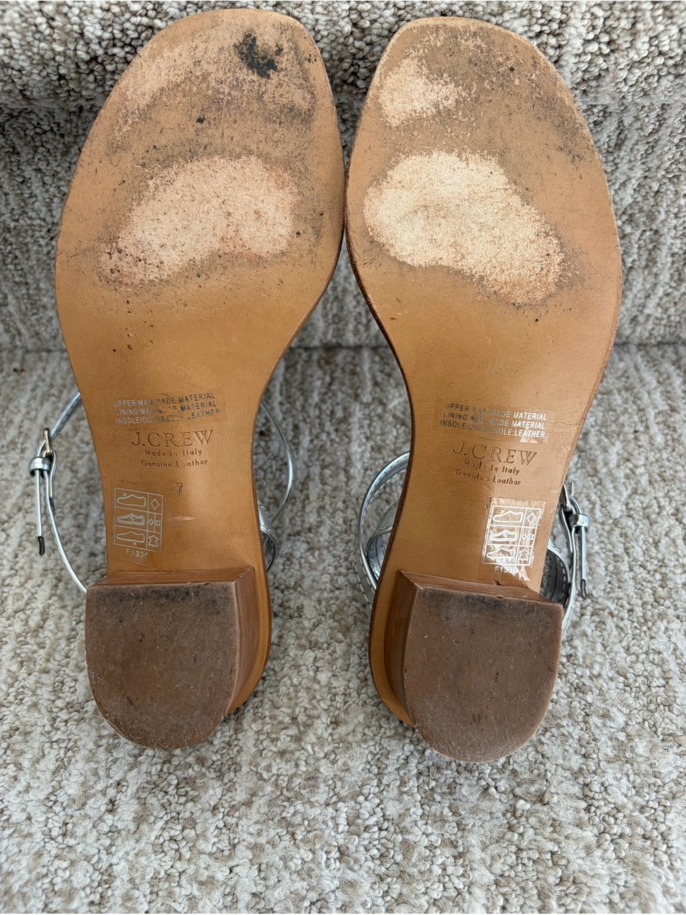 J.Crew silver metallic leather strappy ankle sandals. Size 7. - Picture 8 of 8